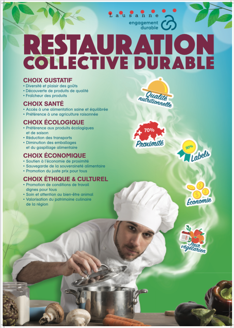 Plan Restauration collective durable, plan directeur Ville de Lausanne, affiche choisie, 2017